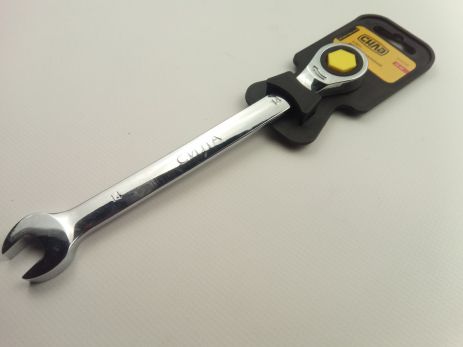 Ключ ріжково-накидний 14 мм СИЛА (202018) CrV/з тріскачкою