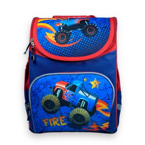 Шкільний рюкзак для хлопчика Space один відділ фронтальна кишеня бічні кишені розмір 33*28*15, синьо-червоний
