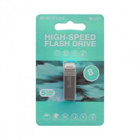 USB Flash Drive Borofone BUD1 USB 2.0 8GB Стальной