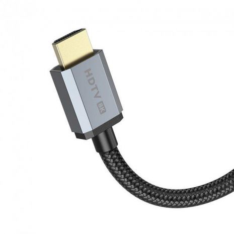 Кабель HDMI Hoco US03 - 1m v2.1 8K Ultra HD з нейлоновою оплеткою та позолоченими конекторами, чорний