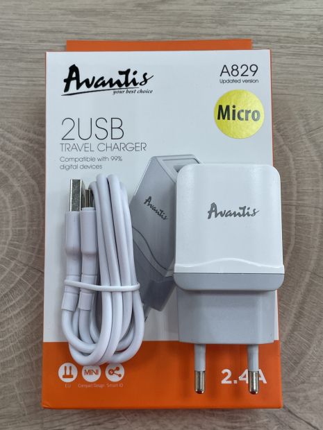 Зарядное устройство Avantis A829 2USB Micro White