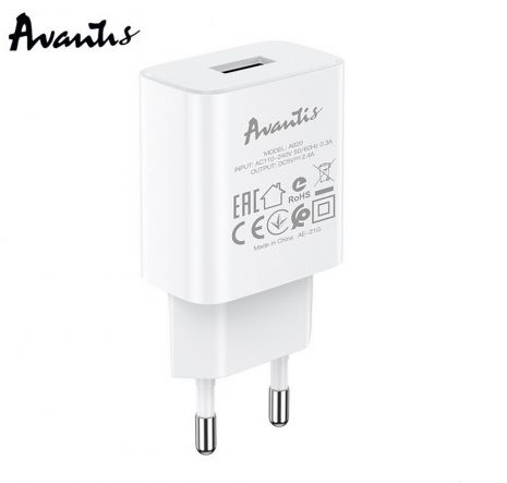 Зарядное устройство Avantis A820 1USB Type-C White