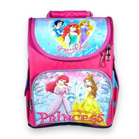 Шкільний рюкзак Space для дівчинки, ​одне відділення, бічні кишені, розмір: 33*28*15 см, рожевий з принцесами