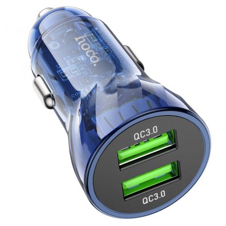 Автомобільний зарядний пристрій Hoco Z47 2 USB QC 20W синьо-чорний