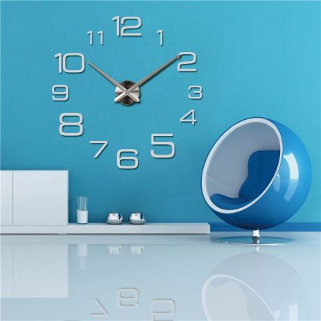 3D годинник 100 см Timelike™ настінні великі Арабські3-B сріблясті