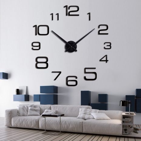 3D часы 100 см Timelike™ настенные большие Арабские3-S черные