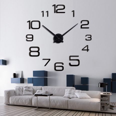 3D часы 100 см Timelike™ настенные большие Арабские3-B черные
