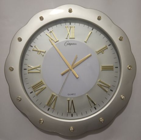 Настінний годинник (48 см) великий сріблястий Круглий Time