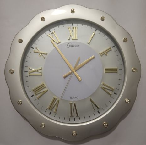 Настенные часы (48 см) большие серебристые Круглые Time