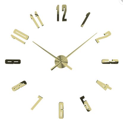 Часы настенные 3D 130 см NC (Чехия) Арабские4-G большие золотистые