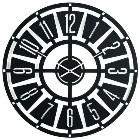 Настенные Часы лофт металлические Glozis Chicago Чикаго черные (50 см) [Металл, Цвета]
