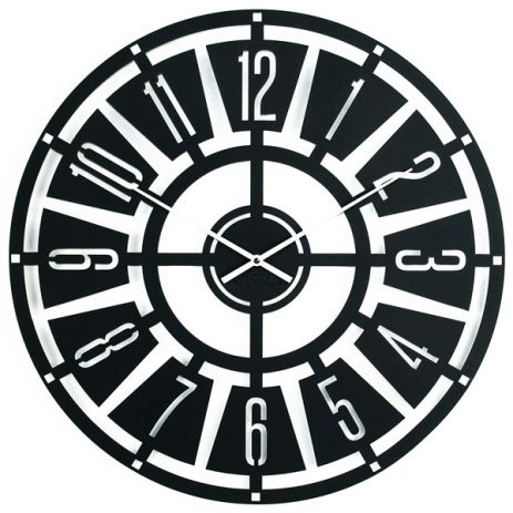 Настінні Годинники лофт металеві Glozis Chicago Чикаго чорні (50 см) [Метал, Кольори]