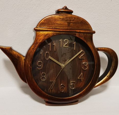 Настенные часы в кухню "Чайник" Маленький Бронза (25х31 см) Time