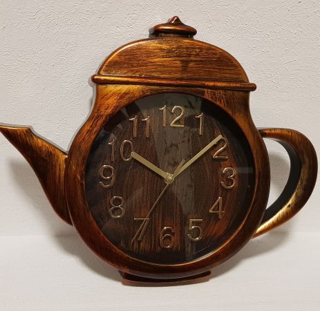 Настінний годинник на кухню "Чайник" Маленький Бронза (25х31 см) Time