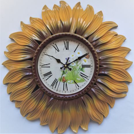 Настінний годинник (40 см) в кухню "Соняшник" Time