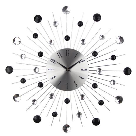 Годинник на стіну (50 cм) безшумний красивий у спальню, вітальню "Сонце-G" NC срібний