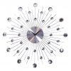 Часы на стену (50 см) бесшумные красивые в спальню, гостиную "Солнце-SB" NC серебряные