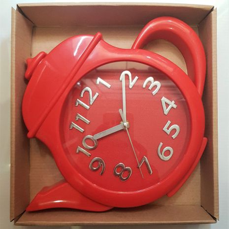 Настенные часы в кухню "Чайник" Маленький Красный (25х31 см) Time