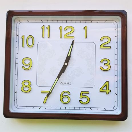 Фосфорний настінний годинник Прямокутний Світлий (36х32 см) Світиться Time