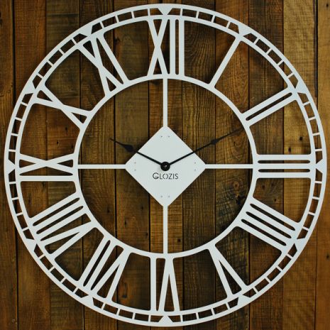 Настенные Часы металлические Glozis Oxford White Оксфорд белые (70 cм) [Металл, Открытые, Цвета]