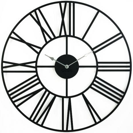 Настенные Часы металлические Glozis Cambridge Black Кэмбридж черные (70 cм) [Металл, Открытые, Цвета]