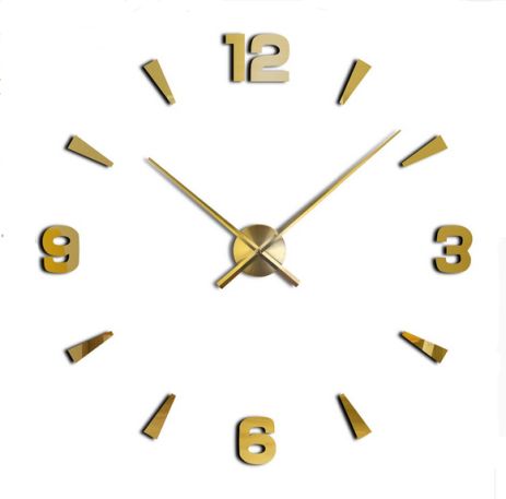 Часы настенные 3D 130 см NC (Чехия) Арабские2-B большие оригинальные золотистые