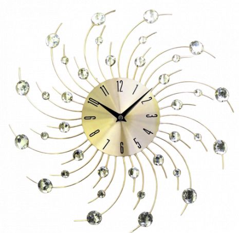 Годинник на стіну (50 см) безшумний красивий в спальню зал "Зірка-S" NC золотистий