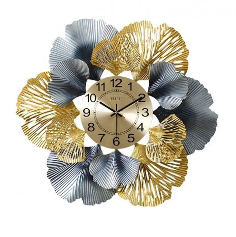 Шикарний великий настінний годинник "Квітка Золотий" (61 см) у вітальню