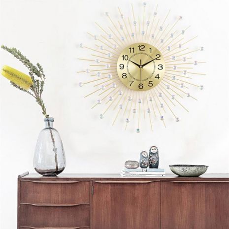 Настінний годинник (60 см) безшумний красивий в спальню, вітальню "Сонце-G-750"