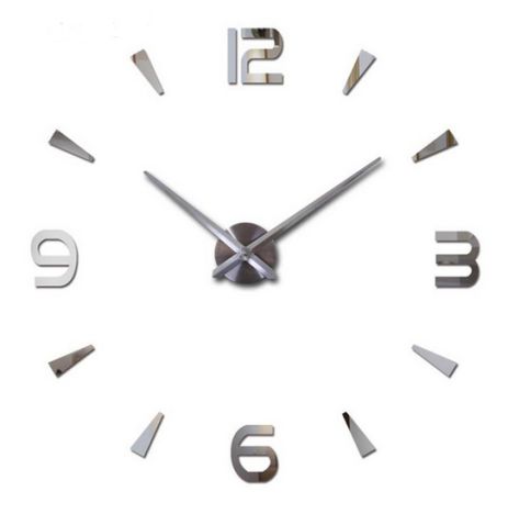 Настінні годинники 3D 130 см NC (Чехія) Арабські2-S великі оригінальні сріблясті