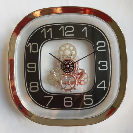 Настінний годинник з Прозорим корпусом Скелетон Срібло+Чорний (28 cм) Time