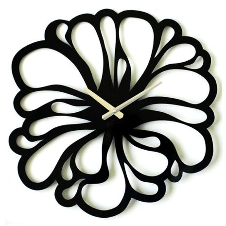 Дизайнерський настінний годинник металевий Glozis-A-041 Flower Квітка Чорні (48 см) [Метал, відкритий]