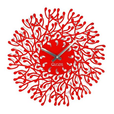 Дизайнерские настенные часы металлические Glozis-B-012 Harmony Гармония красные (50 см) [Металл, Открытые,