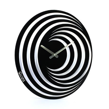 Дизайнерские настенные часы металлические Glozis-B-009 Hypnosis Гипноз черные (50х45см) [Металл, Открытые,