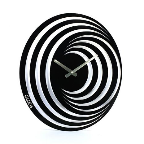 Дизайнерские настенные часы металлические Glozis-B-009 Hypnosis Гипноз черные (50х45см) [Металл, Открытые,