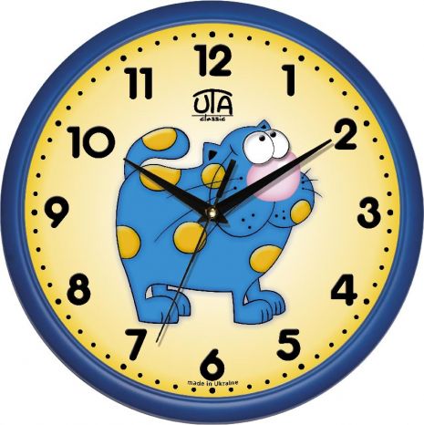 Дитячий настінний годинник (30 см) "Котик" UTA-01-Bl-59 синій
