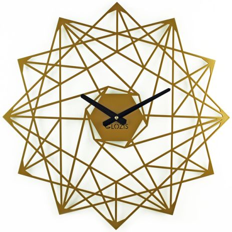 Настенные Часы металлические Glozis Star Звезда желтые (50 см) [Металл, Открытые, Цвета]