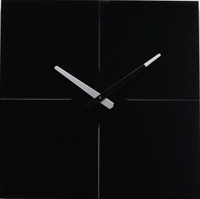 Оригинальные настенные часы (40 см) SPG QUADRO черные [Стекло]