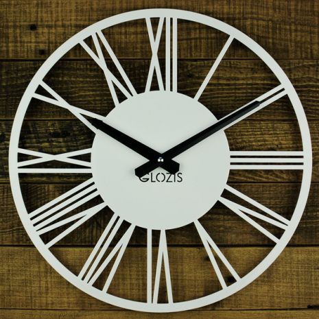 Часы лофт металлические лофт Glozis-B-023 Rome White Римские белые (35 см) [Металл, Цвета]