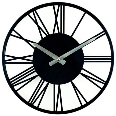 Часы лофт металлические Glozis-B-022 Rome BlackРимские черные (35 см) [Металл, Цвета]