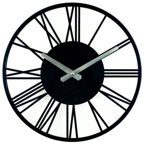 Часы лофт металлические Glozis-B-022 Rome BlackРимские черные (35 см) [Металл, Цвета]