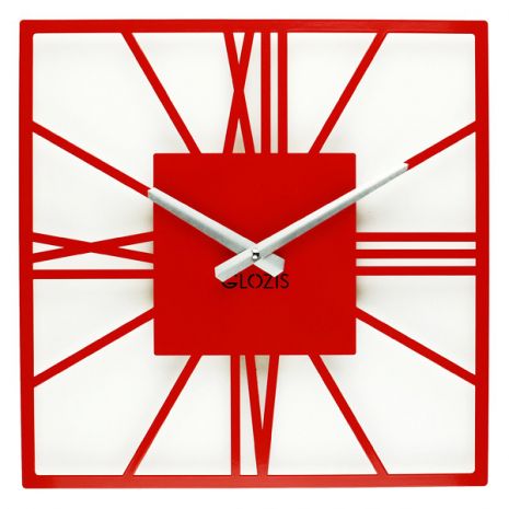 Дизайнерские часы металлические Glozis-B-025 New York Red Нью-Йорк красные (35 см) [Металл, Открытые, Цвета]