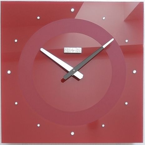 Необычные настенные часы (40 см) SPG LUX с камнями красные [Стекло]