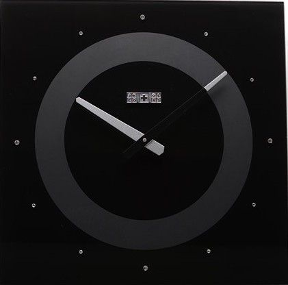 Оригинальные настенные часы (40 см) SPG LUX с камнями черные [Стекло]