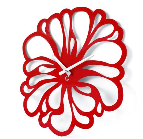 Дизайнерський годинник металевий Glozis-A-041 Flower Квітка Червона (48 см) [Метал, Відкритий, Кольори]