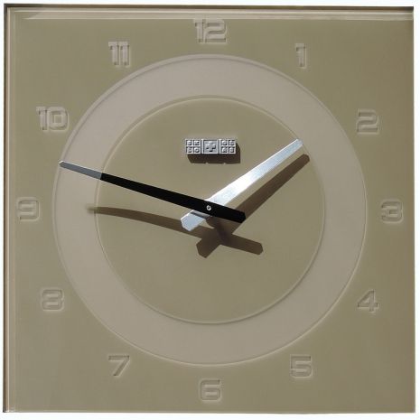 Необычные настенные часы (40 см) SPG CLASSIC с цифрами бежевые [Стекло]