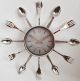 Часы кухонныe (33 см) "Ложки-вилки" Средние столовые приборы сребристые Time