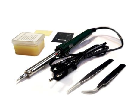 Паяльник электрический с набором инструментов и аксессуаров 6 предметов(220V,50Hz,60W,пинцеты-2шт,расходники)в сумке FORSAGE F-8272-6