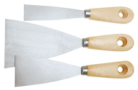 Шпатели малярные 30-80 мм, набор 3 шт., деревянная рукоятка Top Tools 18B330