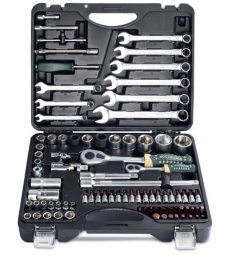 Набор инструментов 82+6 предметов 1/4"1/2"(6гр.)+(головка-бита 1/4" T40; биты 5/16": М8,10,12,14;головки 1/2": 10,12,13мм;ключи комбинир.:15,16мм) ROCKFORCE RF-4821-5 PREMIUM